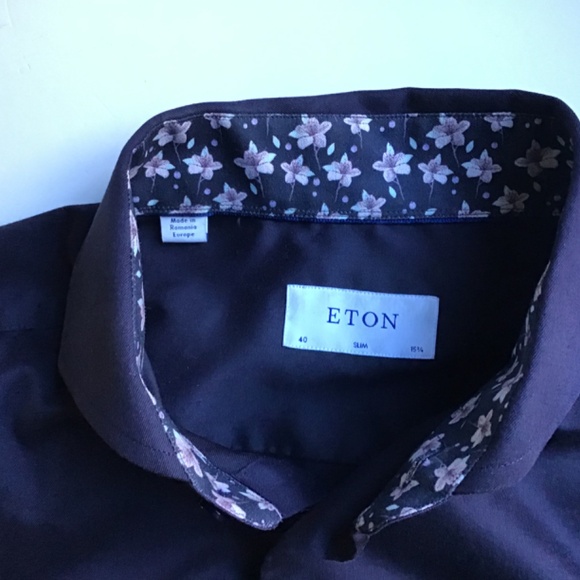 ETON Slim solid black dress cotton shirt Sz 15 3/4 ~40 made in Romania  🇷🇴 - Picture 6 of 11